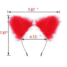 Load image into Gallery viewer, Women&#39;s Fetish Restraint BDSM Faux Fur Cat Ears Hair Anal Plug Tail Sex Toys for SM Cospaly Party Accessory (Red)
