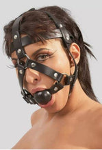 Load image into Gallery viewer, Real Leather Head Harness and Medium Ball Gag for Pup Play Bondage BDSM Cosplay (X-Small, Black)
