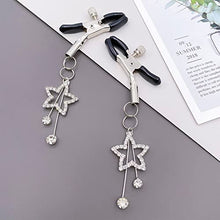 Load image into Gallery viewer, alievoke Rhinestone Pendant Nipple Clamps, Adjustable Breast Nipple Clamps for Sex Pleasure, Nipple Shield Nipple Clamps Jewelry Rhinestone Pendant (C)
