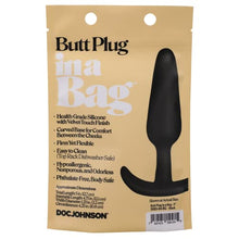 Load image into Gallery viewer, Doc Johnson Butt Plug in A Bag - 5 inch - Body-Safe Silicone, Total Length: 5 in. (12.7 cm), Insertable Length: 4.75 in. (12.1 cm), Width/Diameter: 1.25 in. (3.2 cm), Black
