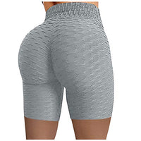 Yoga Shorts for Women High Waisted Butt Lifting Gym Workout Shorts Tummy Control Running Fitness Athletic Volleyball Short Pants Solid Stretch Soft Underpants Biker Shorts Gray