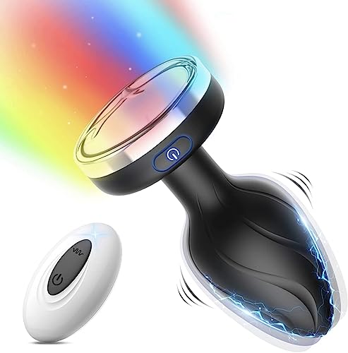 Butt Plug Vibrator- Light Up Butt Plug 10x LED Anal Plug Prostate Massager. 10x Butt Plug Vibrator Couples Sex Toys for Men. Vibrating Butt Plug Wireless Remote Sex Toys Machine Device Anal Vibrator.