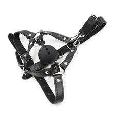 Load image into Gallery viewer, Faux Leather Bondage Head Harness with Nose Hooks and Breathable Silicone Ball Gags for Sex Games, BDSM Restraints Toys Bondage Hood Harness (Black)
