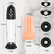 Load image into Gallery viewer, LIVE4COOL Electric Penis Pump Male Masturbator 4 Suction Intensities, USB Rechargeable Electronic Automatic Vacuum Pump with Pocket Pussy Penis Rings for Stronger Bigger Erections Male Sex Toys
