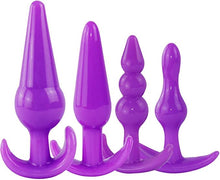 Load image into Gallery viewer, Pack of 4 Purple Silicone Butt Plugs Training Set, Anal Sex Toys Starter Kit for Starter Beginner Men Women Couples Flared Anchor Base Prostate Waterproof
