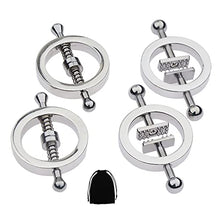 Load image into Gallery viewer, 2/4 PCs Stainless Steel Nipple Clamps, Fake Nipple Rings Non Piercing, Nipple Clamps Sexual Pleasure, Nipple Toys for Couple Flirting or Own Use (A+B)
