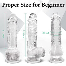 Load image into Gallery viewer, 8 Inch Clear Dildo Adult Toy with Strong Suction Cup Hands-Free Play Realistic Anal Sex Toys, Body Safe Soft Material G Spot Penis with Lifelike Glans Vaginal Stimulator for Women &amp; Men Beginner
