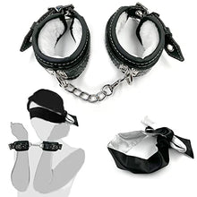 Load image into Gallery viewer, Bondage Restraints Sex Handcuffs Silky Blindfold BDSM Sex Toys Wrist Ancle Cuffs Kits for Adult Couples Leather Adjustable
