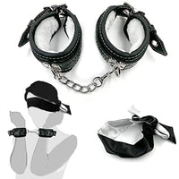 Bondage Restraints Sex Handcuffs Silky Blindfold BDSM Sex Toys Wrist Ancle Cuffs Kits for Adult Couples Leather Adjustable