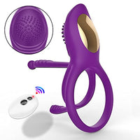 3 in 1 and 10 Modes Vibrator for Couple, Extension Time Vibrating Cock Ring, Men's Penis Rings Vibrators, Perineum Vibrator, G spot, Clitorals Stimulator for Women, Adult Sex Toys (Purple)