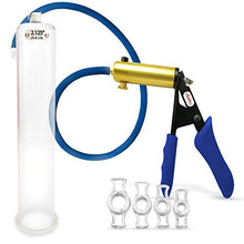 Load image into Gallery viewer, LeLuv Ultima Blue Premium Vacuum Penis Pump Ergonomic Silicone Grip, Uncollapsable Hose &amp; Cylinder w/ 4 Cock Rings - 12&quot; x 2.125&quot;
