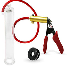Load image into Gallery viewer, LeLuv Penis Vacuum Pump Ultima Handle Red Premium Ergonomic Grips &amp; Uncollapsable Slippery Hose Bundle with Soft TPR Seal - 12&quot; Length x 1.75&quot; Diameter Cylinder
