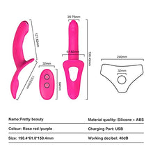 Load image into Gallery viewer, MOONA Double-Heads Vibrator for Women Strap-on Dildo Vibrator Sex Toys for Lesbian Women Couples Remote Control Strapon Dildo Panties Pink
