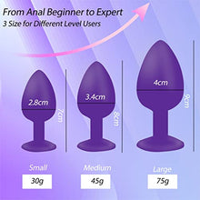 Load image into Gallery viewer, New Purple Anal Sex Toy Set Smooth Silicone Fetish Personal Training Pack of 3 Men Women Couples, Purple, Amethyst, 200.0 Count
