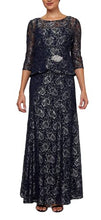 Load image into Gallery viewer, Le Bos Women&#39;s Plus Size Ball Gown, Navy/Silver, 16W
