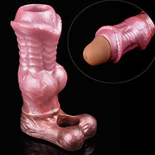 Load image into Gallery viewer, Silicone Horse Penis Enlarger Slevee,Wearable Elastic Cock Ring Enlargement Slevee,Realistic Shaft with Dog Knot,Soft Dildo Hollow Sleeve Adult Sex Toy Suitable for Men Increase Perimeter &amp; Endurance
