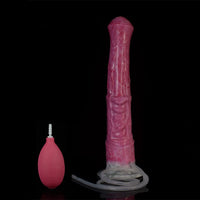 FRRDEI Ejaculating Horse Dildo G Spot with Suction Cup, 11 inch Liquid Squirting Dildo Silicone Multi Color Anal Dildo for Men Women - Red