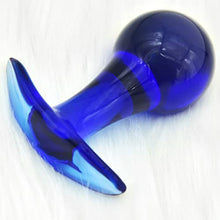 Load image into Gallery viewer, MEBAULT Glass Anal Plug Butt Plug with Curved Based for Comfortable Long Term Wear Blue Prostate Massager Sex Toy with Long Stem for Men Women Masturbation
