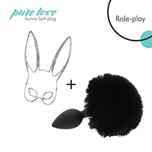 Load image into Gallery viewer, Pure Love Fluffy Bunny Tail, Silicone Anal Butt Plug, Black Color, Adult Sex Toy, 45g
