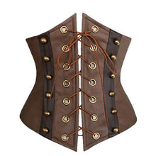 Load image into Gallery viewer, Women Sexy Lingerie Gothic Faux Leather Lace Up Underbust Corset Bustier Top Waist Belt Body Shaper
