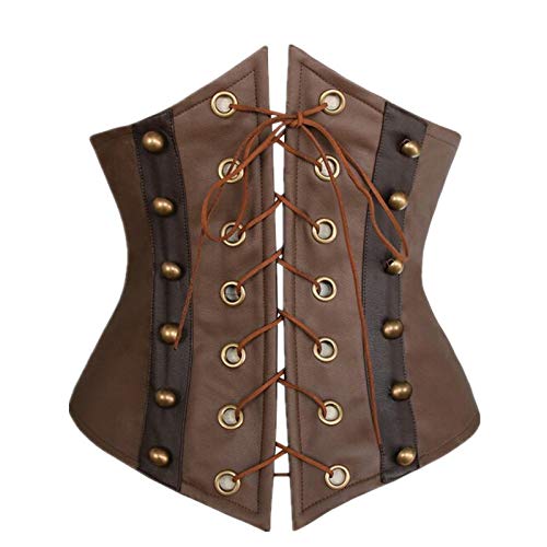 Women Sexy Lingerie Gothic Faux Leather Lace Up Underbust Corset Bustier Top Waist Belt Body Shaper