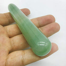 Load image into Gallery viewer, DingSheng 4&quot; Natural Quartz Crystal Massage Wand Crystal GuaSha Massage Tool Relaxing Reiki Healing Stone Body Chakra Face Massage Acupuncture Therapy (Green Aventurine)
