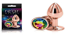 Load image into Gallery viewer, Rear Assets Anal Butt Plug - Rose Gold- Small - (Rainbow Jewel)
