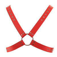Red Leather Harness for Men, Premium Adjustable Punk Men Body Chest Harness for Clubwear Parties