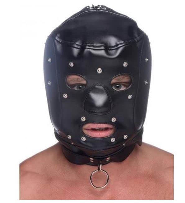 Leather Padded Puppy Play Mask Slave Fetish Erotic Mast Black BDSM Bondage Gay Interes (Large, Black)