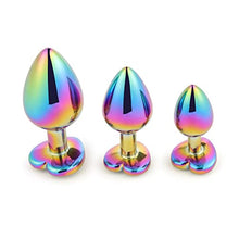 Load image into Gallery viewer, Rainbow Anal Plug Heart Shaped Butt Plug Metal Crystal Jewelry Anus Dilator Adult Sex Toys for Couples Gay Couples Butt Plug (Size : Small)
