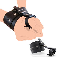 Load image into Gallery viewer, PU Leather Hand Wrist to Thumbs Cuffs Bondage Belts Cosplay BDSM Ankle Wrist Hogtie Strap with Toes Restraints Sex Toys (Wrist Cuff)
