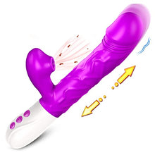 Load image into Gallery viewer, Thrusting Rabbit Vibrator for Women, G Spot Dildo Vibrator 3 Thrusting Rotating and 7 Clitoris Stimulator Vibrator 3 in 1 Rechargeable Heating Anal Dildo Adult Sensory Sex Toys, Purple02
