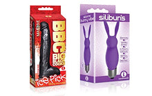 Load image into Gallery viewer, Sexy, Kinky Gift Set Bundle of Big Black Cock Ice Pick 13 Inch Dildo and Icon Brands Silibuns, Silicone Bunny Bullet, Purple
