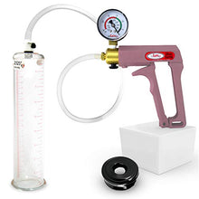 Load image into Gallery viewer, LeLuv Maxi Purple Handle Plus Vacuum Gauge Penis Pump Bundle with Soft Black TPR Seal 9 inch x 2.125 inch Cylinder
