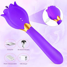 Load image into Gallery viewer, Rose Toy Vibrator for Woman, 3 in 1 Clitoral Stimulator Thrusting G Spot Dildo Vibrator with 10 Modes, Rose Adult Sex Toys Game, Clitoris Nipple Licker Stimulator Massager for Women Female Man Couple
