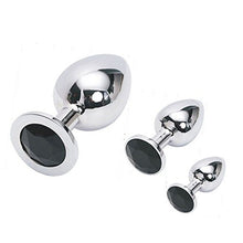 Load image into Gallery viewer, CCHW Stainless Steel Jeweled Butt Anal Plugs Sex Love Games Anus Plug for Beginners Lover - Black (Small)
