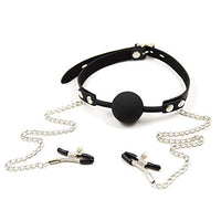 Color Solid Soft Ball Mouth Toy Lock and Pin Buckle with Chain Alternative Clip (Black, Lock)