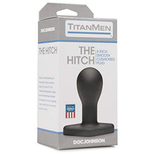 Load image into Gallery viewer, Doc Johnson Titanmen - The Hitch - 4 Inch Smooth Cushioned Plug - 4.2&quot; Long and 1.9&quot; Wide - Flared Safety Base - Matte Finish - Butt Plug - Small - Black
