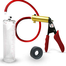 Load image into Gallery viewer, LeLuv Penis Vacuum Pump Ultima Handle Red Premium Ergonomic Grips &amp; Uncollapsable Slippery Hose Bundle with Soft TPR Seal - 9&quot; Length x 2.50&quot; Diameter Cylinder
