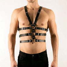 Load image into Gallery viewer, CAOMIAN Handmade PU Sex Harness Belt Fetish Men Gay Underwear Gothic Exotic Punk Style Adjustable Body Chest Harness BDSM Bondage Belt (Color : Style1, Size : One Size)
