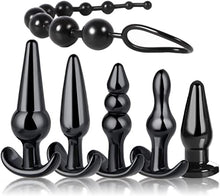 Load image into Gallery viewer, 6PCS-Waterproof Silicone Anal Plugs Trainer Set Butt Plugs Toy for Women Men Beginner Training Kit Large Huge Anal Beads Adult Sensory Toys, Black
