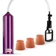 Load image into Gallery viewer, LeLuv Vacuum Pump Easyop Purple 2.25 Inch x 9 Inch Cylinder Clear Hose Tgrip Handle Clear Kink-Resistant Hose Bundle with 3 Large Sleeves
