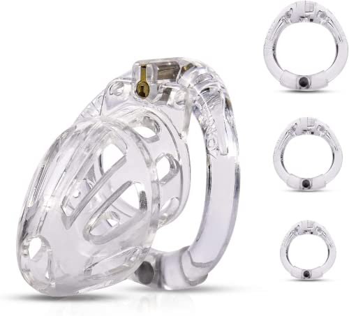 Chastity Cage for Men Lightweight Male Cock Cage Device Sex Toys for Man with 4 Sizes Rings and Invisible Lock