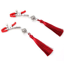 Load image into Gallery viewer, Small Bell Tassel Nipple Clamps Breast Clip Adult Sex Games Flirting Toys BDSM Goods Products Sexy Women Accessories for Sex(4PC)RED+Black
