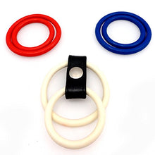 Load image into Gallery viewer, M2M Cock Ring Red/White/Dark Blue Interchanger Nitrile, 0.8 Ounce
