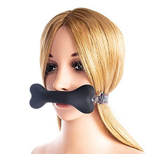 Load image into Gallery viewer, THAT NIGHT Silicone Dog Bone Mouth Plug, PU Leather Head Harness Bondage Adjustable Mouth Ball Bondage For Role Play Game
