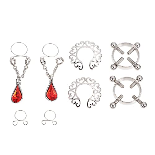 Healifty 8pcs Female Nipples Ring Jewelry Rings Women Flirting Breat Clip Jewelry Dangle Non Piercing Body Nipples Clip Toys