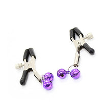 Load image into Gallery viewer, Soft Rubber Cap Clamps with Cute Purple Bells Non Piercing Toy for Women Stage Props
