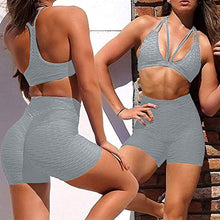 Load image into Gallery viewer, Yoga Shorts for Women High Waisted Butt Lifting Gym Workout Shorts Tummy Control Running Fitness Athletic Volleyball Short Pants Solid Stretch Soft Underpants Biker Shorts Gray
