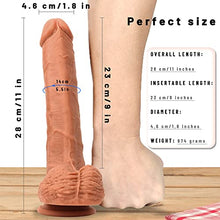 Load image into Gallery viewer, Double Layered Silicone Realistic Dildo Lifelike with Strong Suction Cup for Hands-Free Play, Realistic Penis for G-Spot Stimulation Anal Sex Toys Unisex and Couples (C17WBHSDF)
